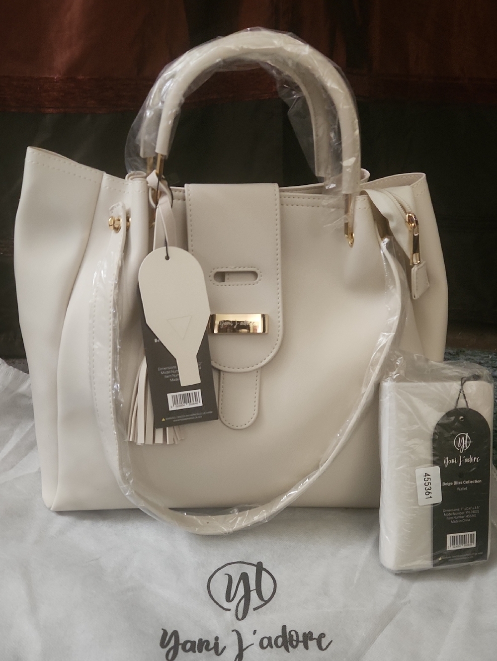 Cream Structured Top-Handle Tote